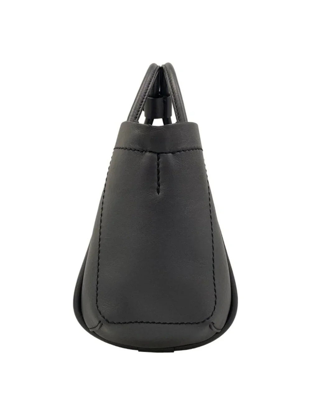 Max Mara Tote Bag Extra Small Leather Marine Dark Gray